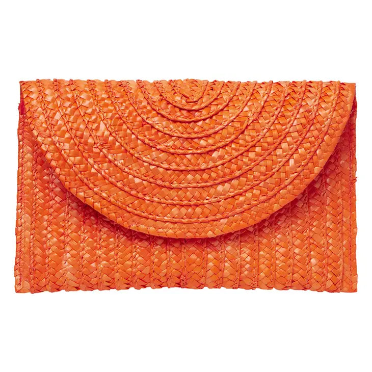 Straw Clutch - Saffron orange