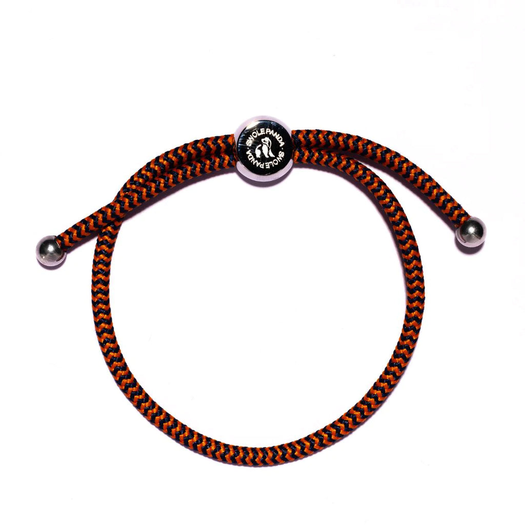 Woven Bracelet - small blue /neon orange zigzag