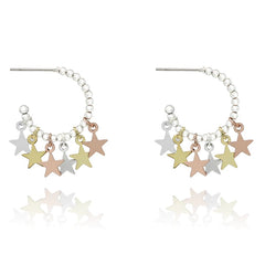 3 colour star multi hoop earrings