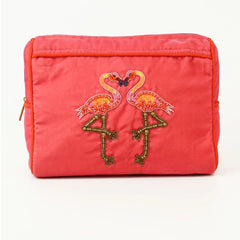 Flamingo clutch or makeup bag