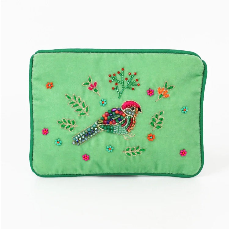 Folk bird Velvet small purse