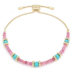 Pink and turquoise gemstone bracelet