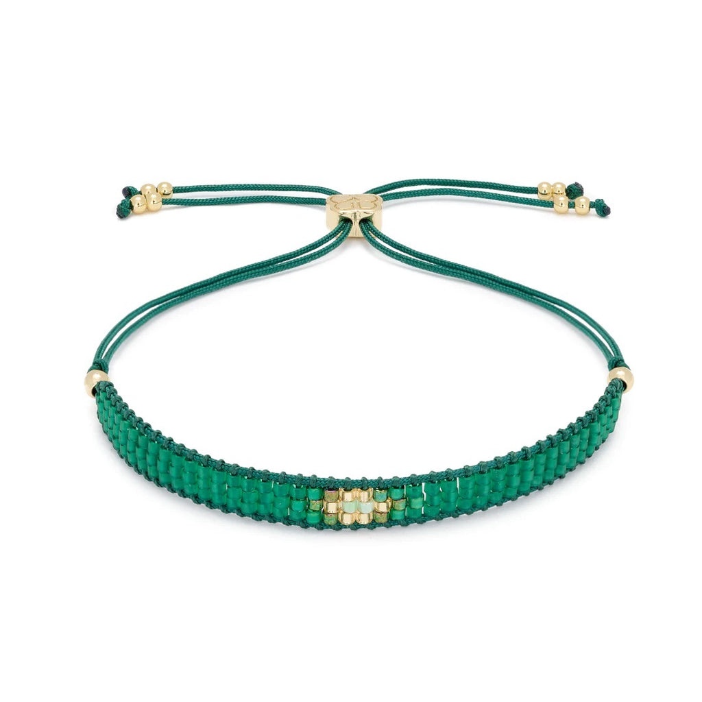 Emerald green & gold beaded Friendship Bracelet