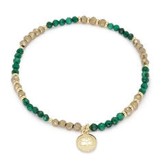 Gold & Forest Green Stretch Bracelet