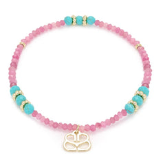 Pink and turquoise Stretch bracelet