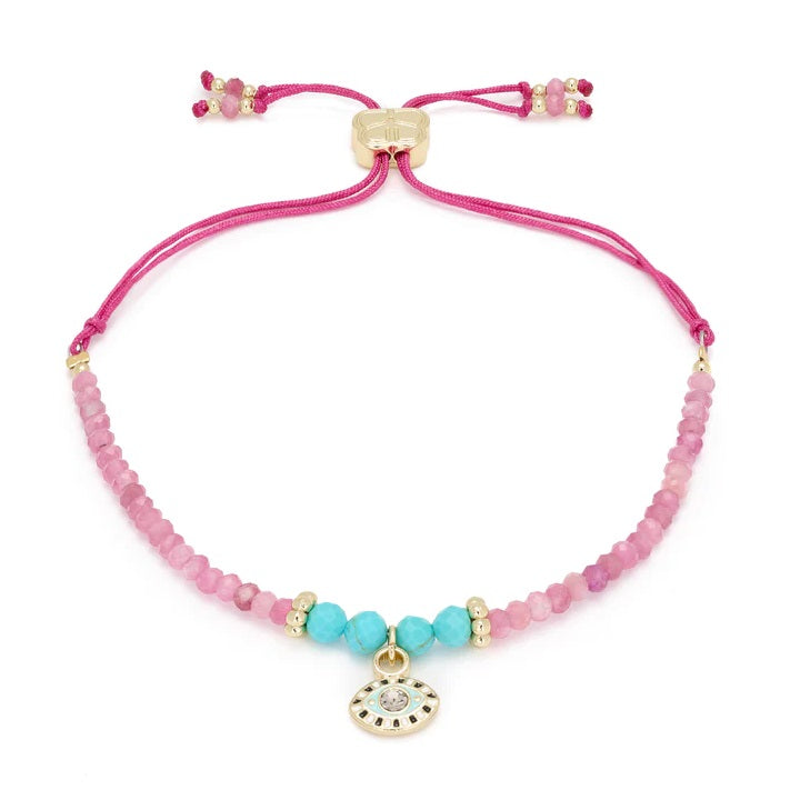 Pink and turquoise Pull through bracelet