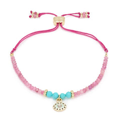 Pink and turquoise Pull through bracelet
