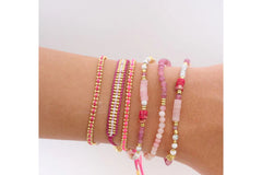 Shine Gold & Pink Beaded Friendship Bracelet