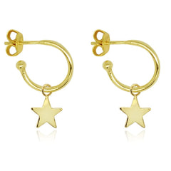 Gold star charm hoops