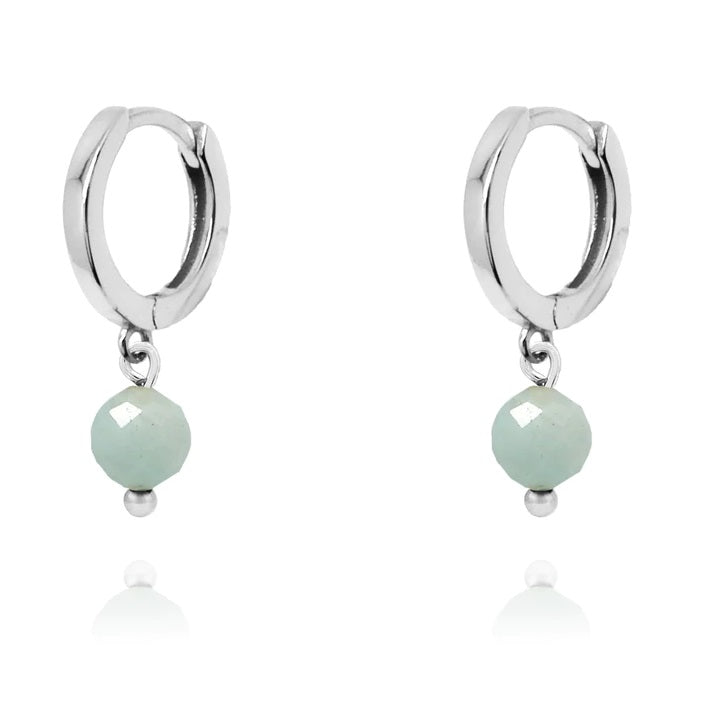 Enchant Amazonite silver huggies