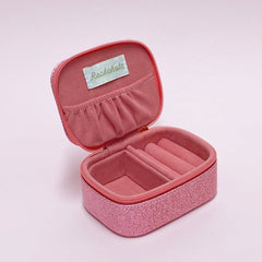 Glitter pink travel jewellery box