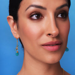 Aqua drop cluster earrings