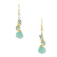 Aqua drop cluster earrings