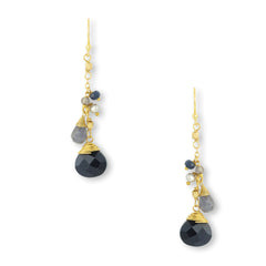 Indigo drop cluster earrings