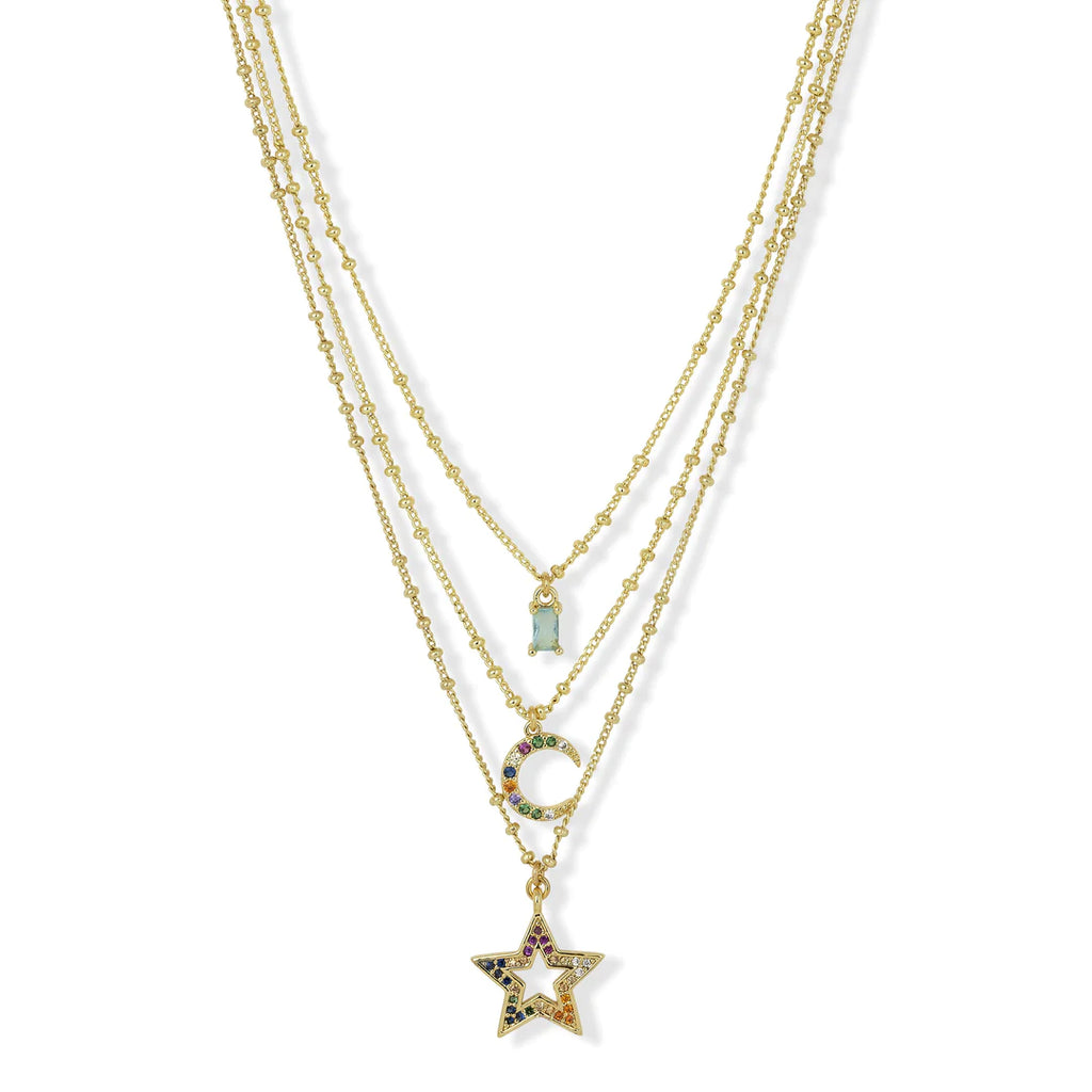 3 strand star and moon necklace