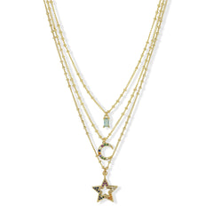 3 strand star and moon necklace