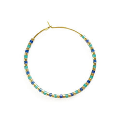 Turquoise, blue & gold Large Hoops