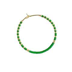 Emerald Green & Gold Large Hoops