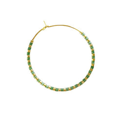 Mid green & gold Large Hoops