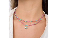 Pink & turquoise gemstone necklace