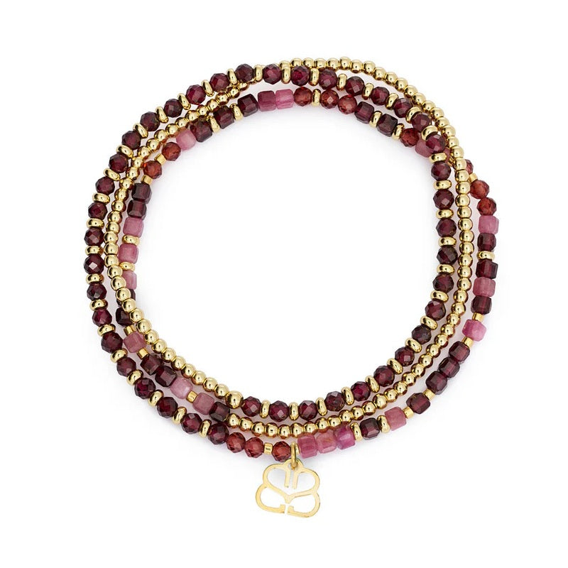 garnet and gold triple layer Bracelet