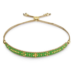 Rich Green & Gold Beaded Friendship Bracelet