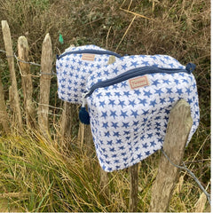 Medium Quilted Wash bag - blue star