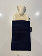 Linen Navy lightening bolt mini hot water bottle