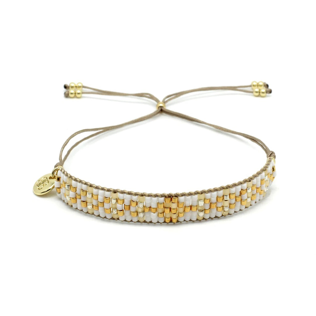 White & gold beaded Friendship Bracelet