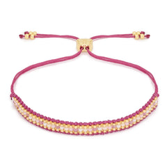 Shine Gold & Pink Beaded Friendship Bracelet