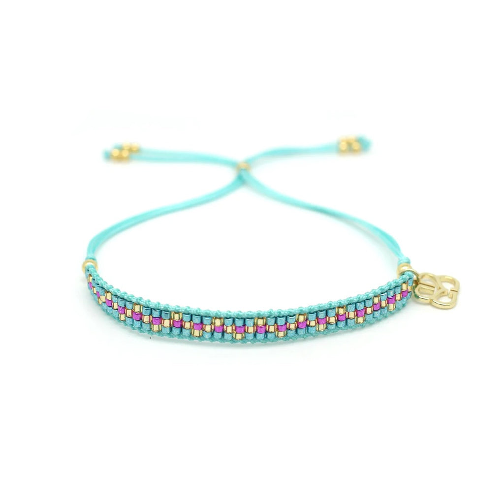 Turquoise & hot pink beaded Friendship Bracelet