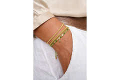 Peridot & Gold Star Charm Bracelet