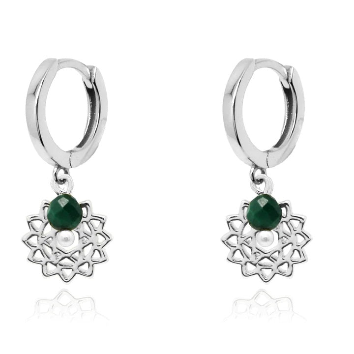 Heart Chakra silver hoop Earrings