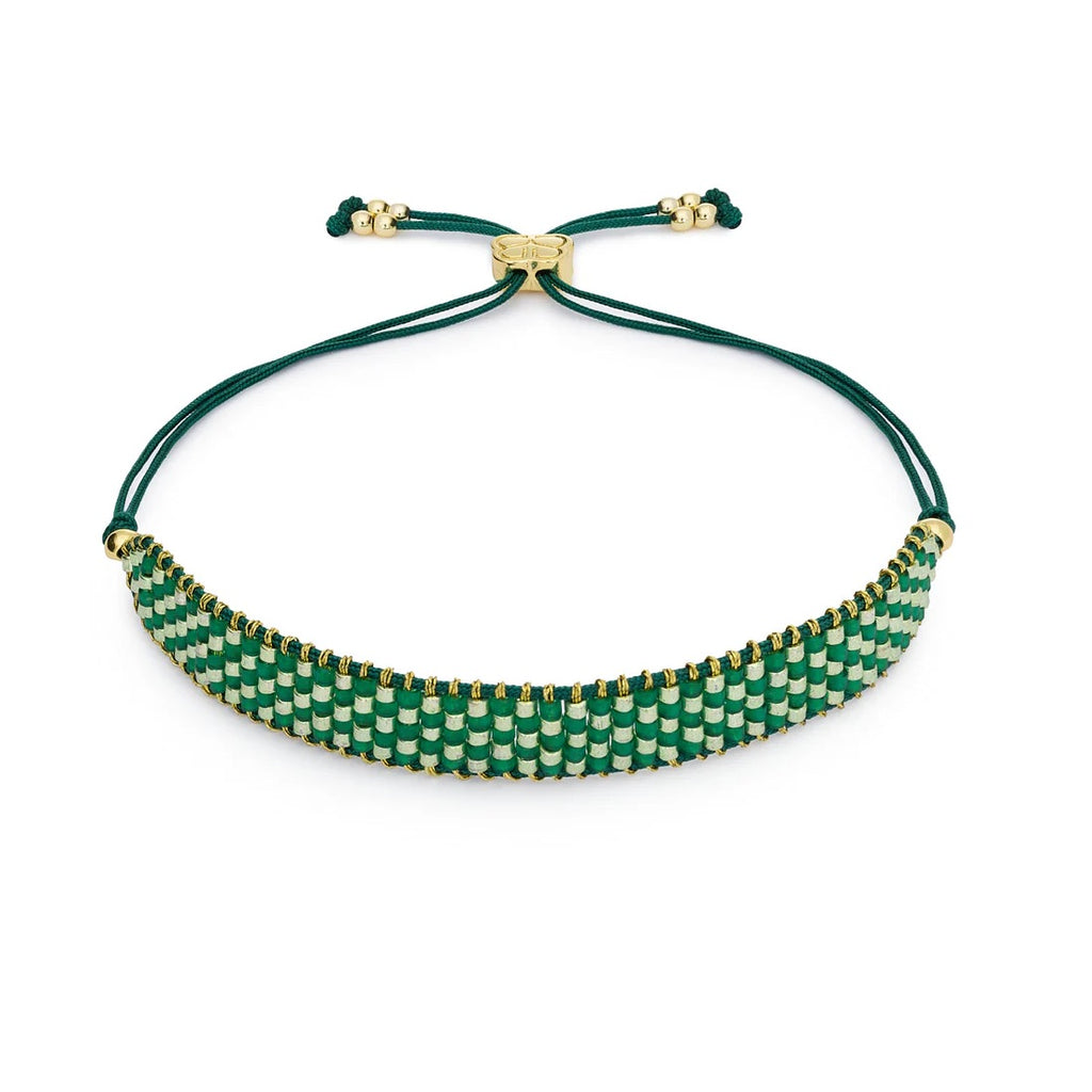 Gold & Green Beaded Friendship Bracelet