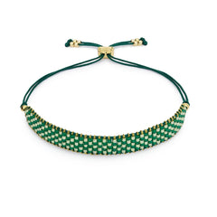 Gold & Green Beaded Friendship Bracelet