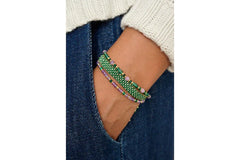 Gold & Green Beaded Friendship Bracelet