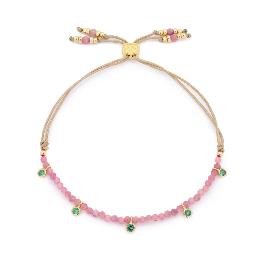holly gold and pink beaded slider Bracelet