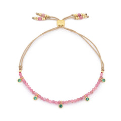 holly gold and pink beaded slider Bracelet