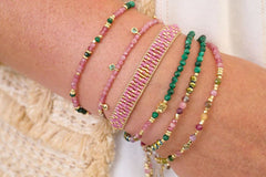 holly gold and pink beaded slider Bracelet