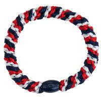 red, white and blue hair tie