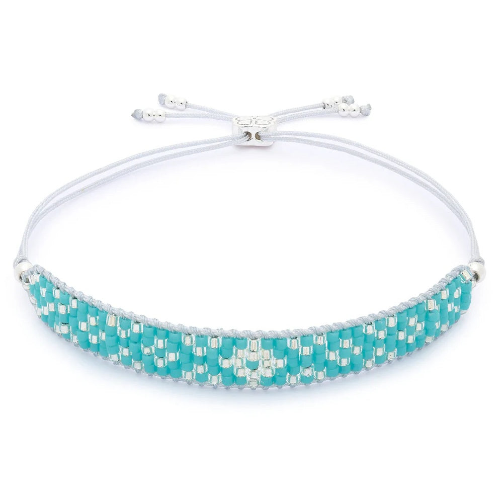 Silver & Turquoise Beaded Freindship Bracelet