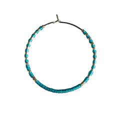 Turquoise & Silver Large Hoops