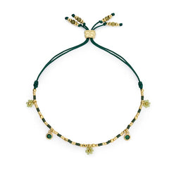 Daisy Gold & Green beaded charm Bracelet