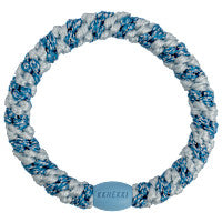 Stripe baby blue glitter hair tie