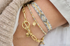 Labradorite gold charm Bracelet