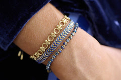 navy and gold crystal stretch Bracelet