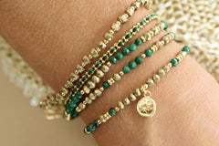 Gold & Forest Green Stretch Bracelet