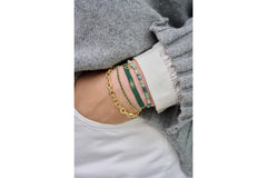 Emerald green & gold beaded Friendship Bracelet
