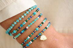Turquoise and gold Crystal Stretch bracelet