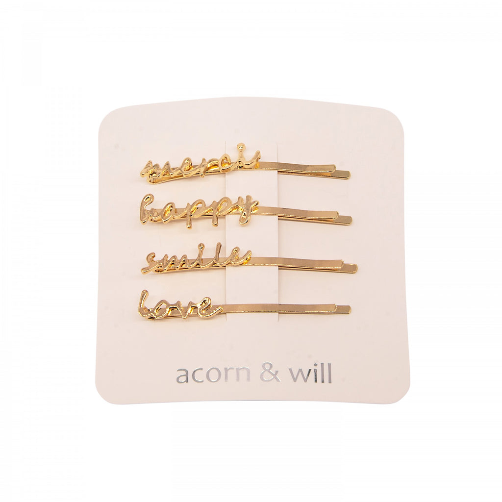 Set of 4 word hair slides